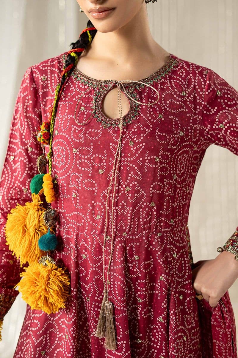 3 Piece Embroidered Raw Silk Suit