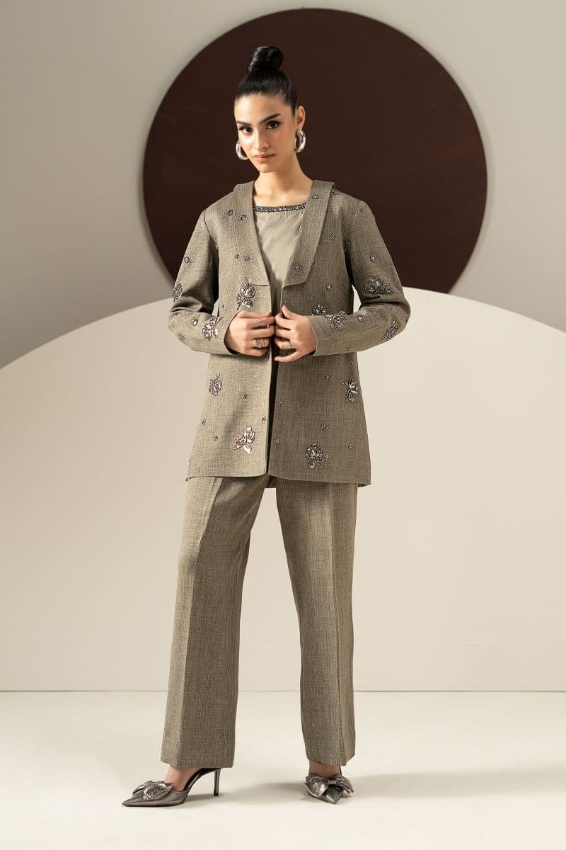 3 Piece Embroidered Tropical Slub Khaddar Suit thumbnail