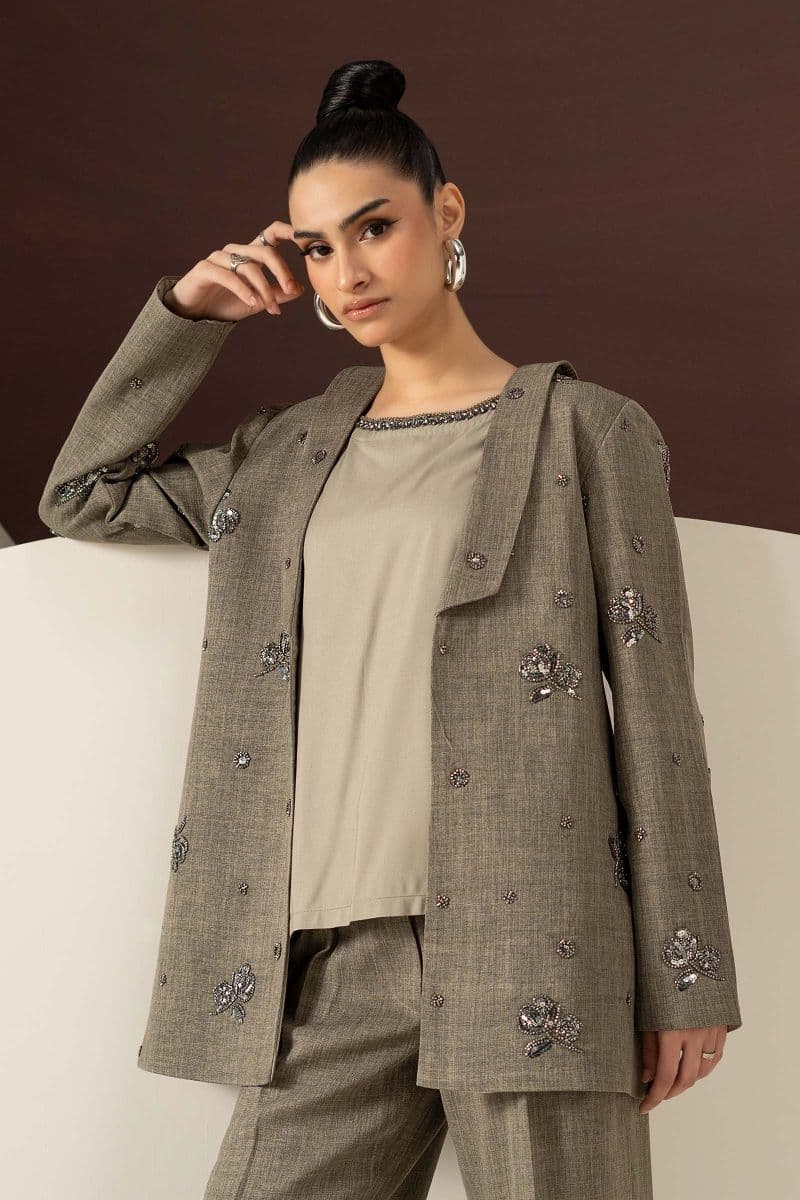3 Piece Embroidered Tropical Slub Khaddar Suit thumbnail