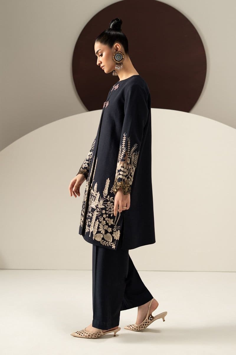 3 Piece Embroidered Linen Suit