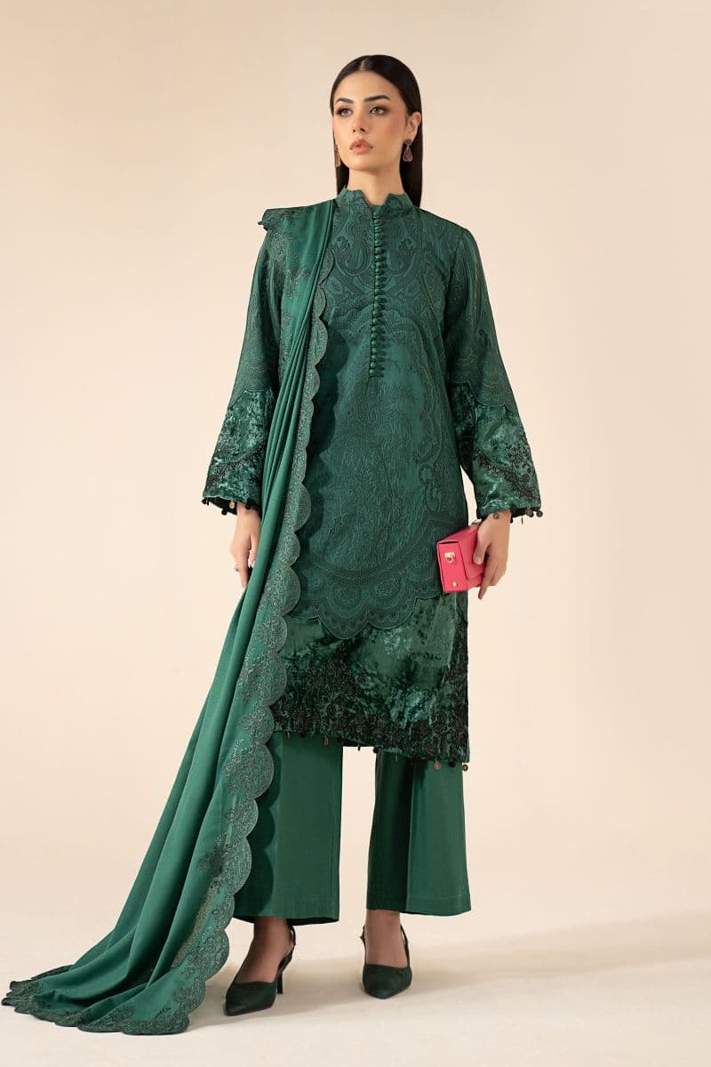 3 Piece Embroidered Cotton Jacquard Suit thumbnail