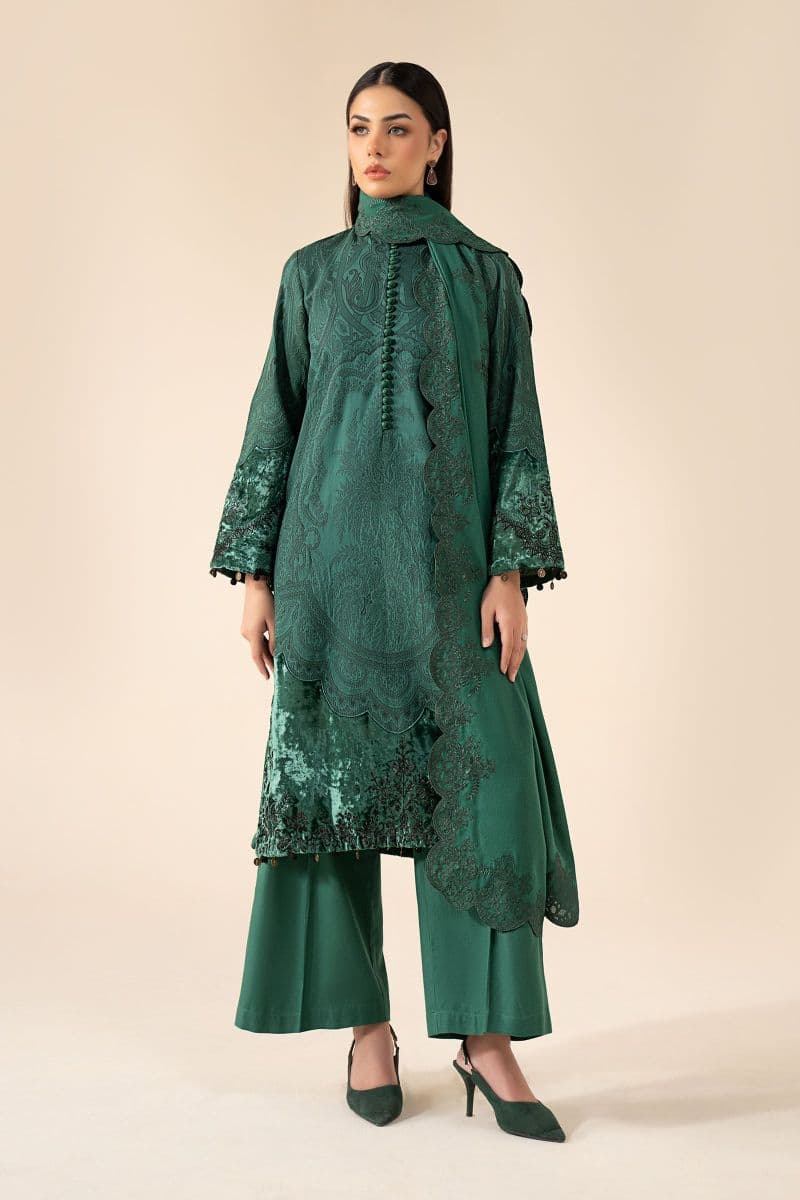 3 Piece Embroidered Cotton Jacquard Suit thumbnail