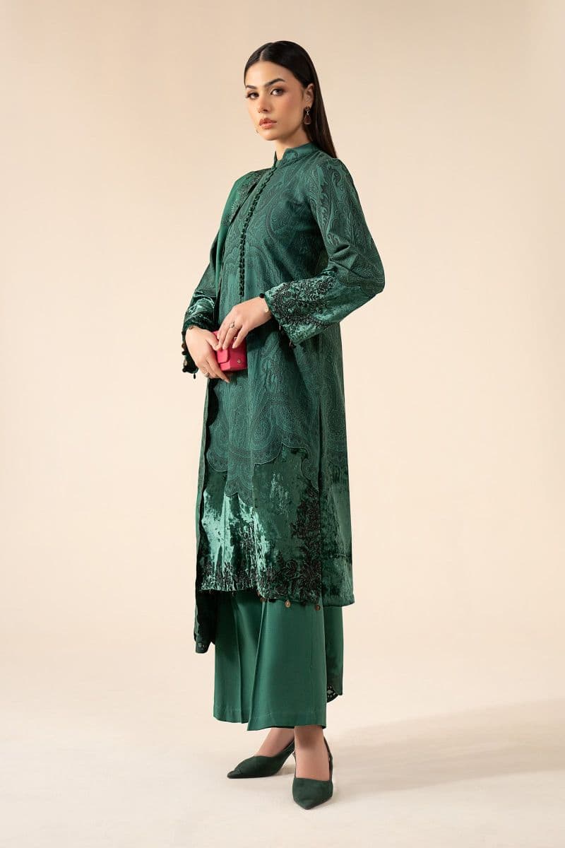3 Piece Embroidered Cotton Jacquard Suit thumbnail
