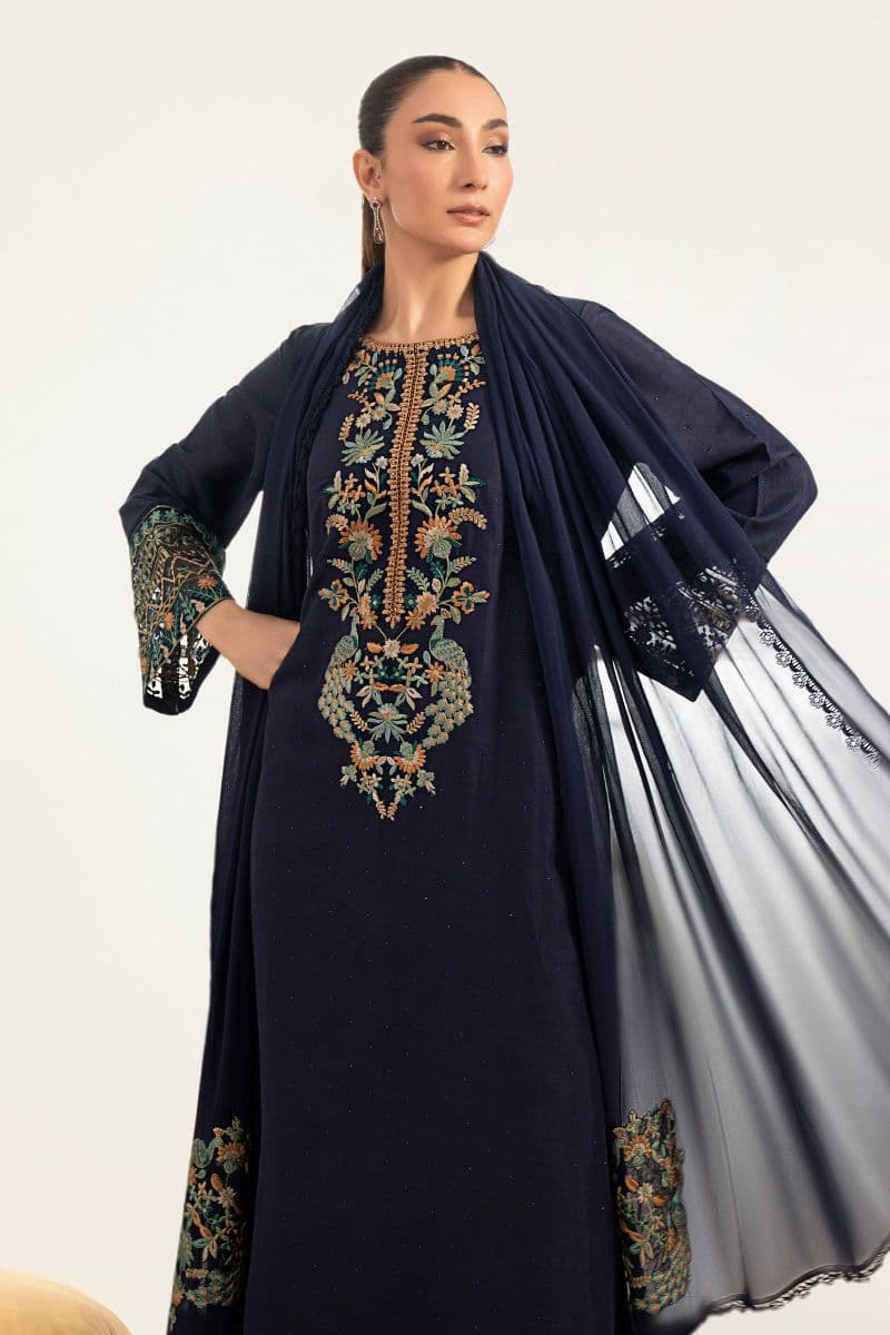 3 Piece Embroidered Raw Silk Suit thumbnail