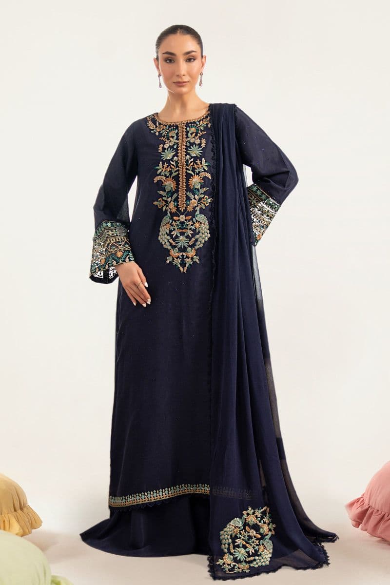 3 Piece Embroidered Raw Silk Suit thumbnail