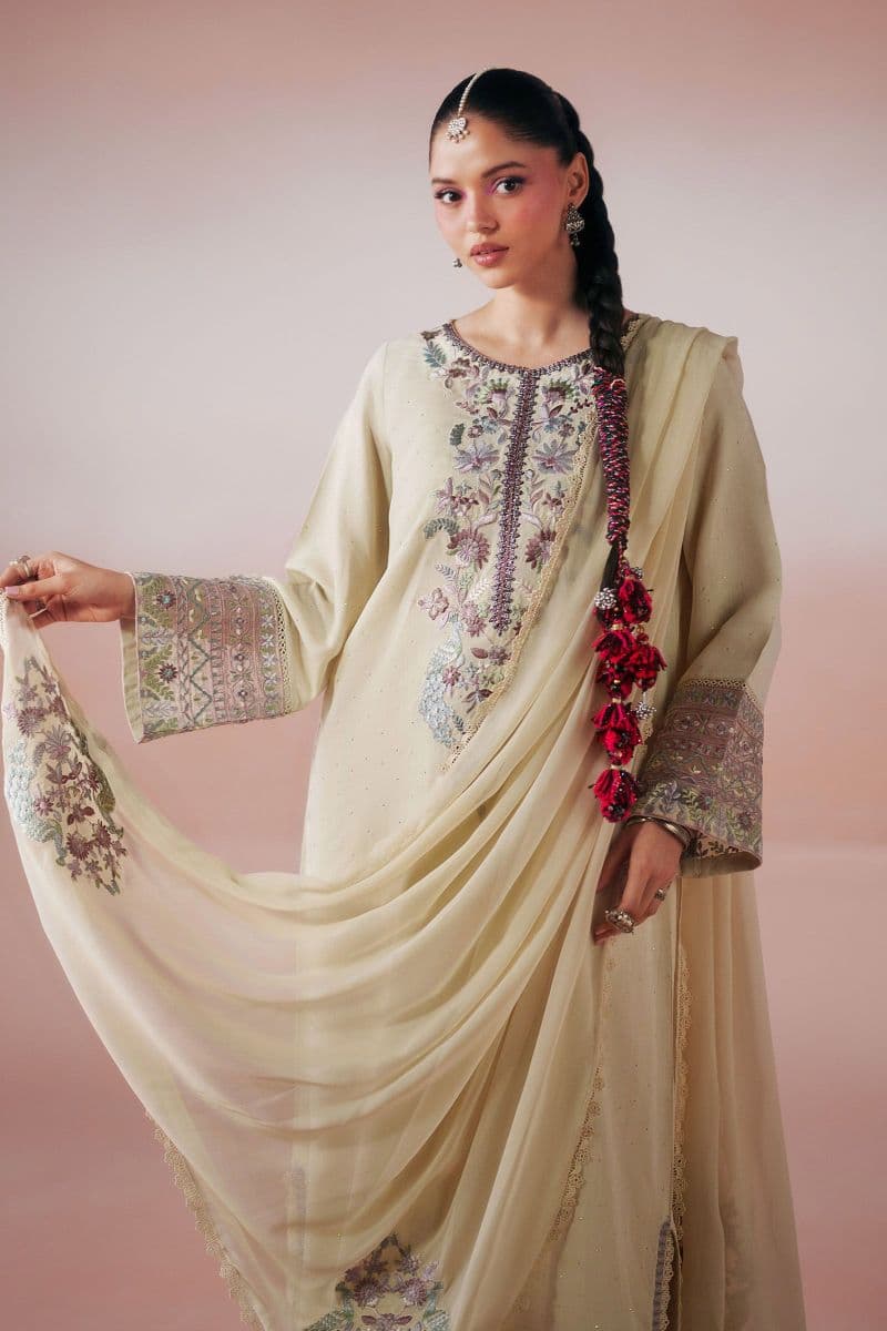 3 Piece Embroidered Raw Silk Suit thumbnail