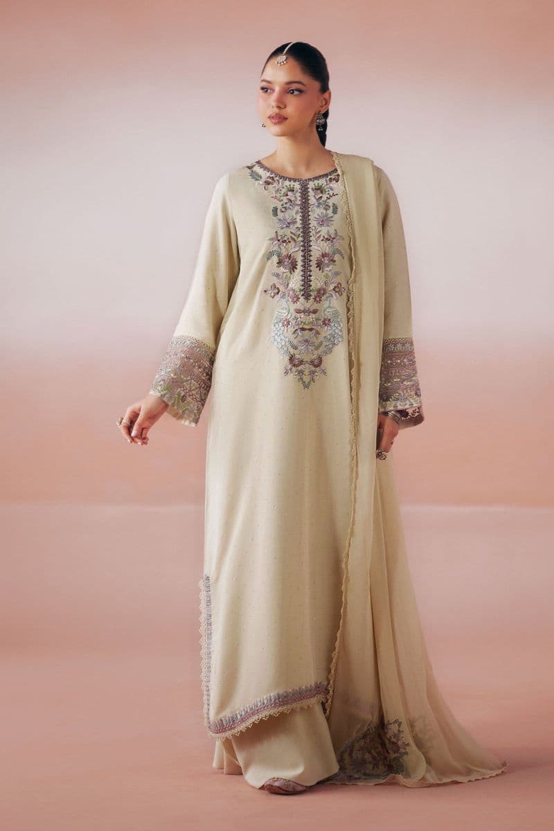 3 Piece Embroidered Raw Silk Suit thumbnail
