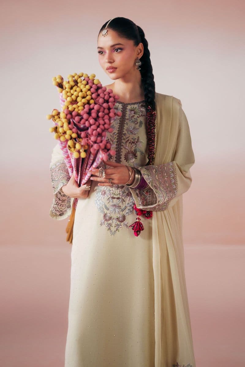 3 Piece Embroidered Raw Silk Suit thumbnail