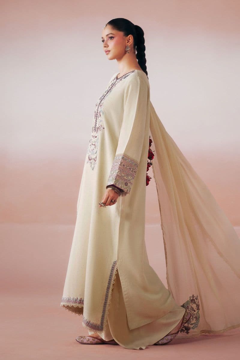 3 Piece Embroidered Raw Silk Suit thumbnail