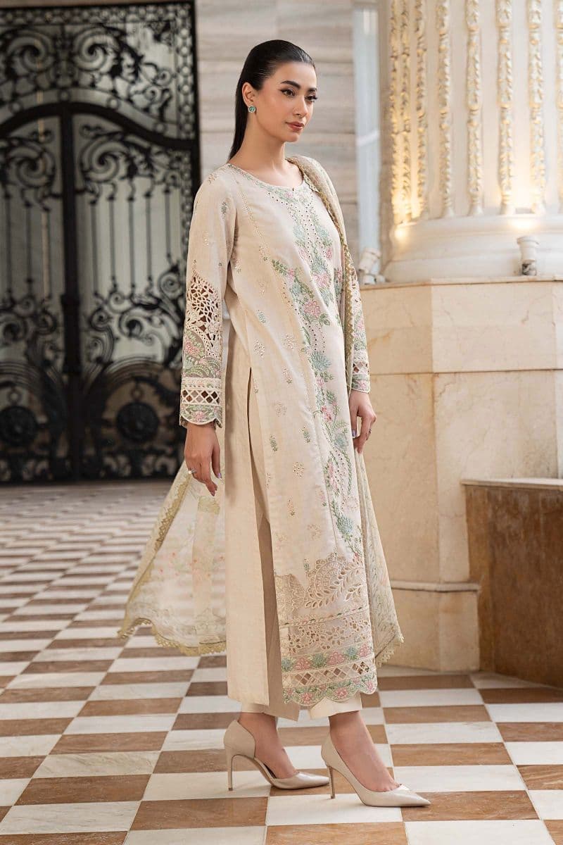 3 Piece Embroidered Self Jacquard Lawn Suit thumbnail