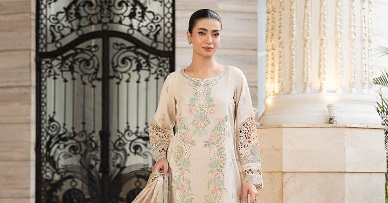 3 Piece Embroidered Self Jacquard Lawn Suit thumbnail