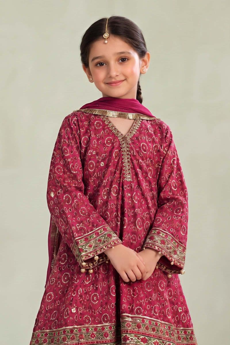 3 Piece Embroidered Raw Silk Suit thumbnail