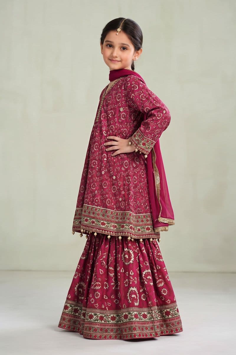3 Piece Embroidered Raw Silk Suit thumbnail