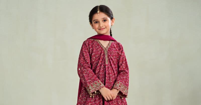 3 Piece Embroidered Raw Silk Suit thumbnail