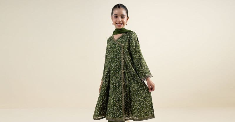 3 Piece Embroidered Raw Silk Suit