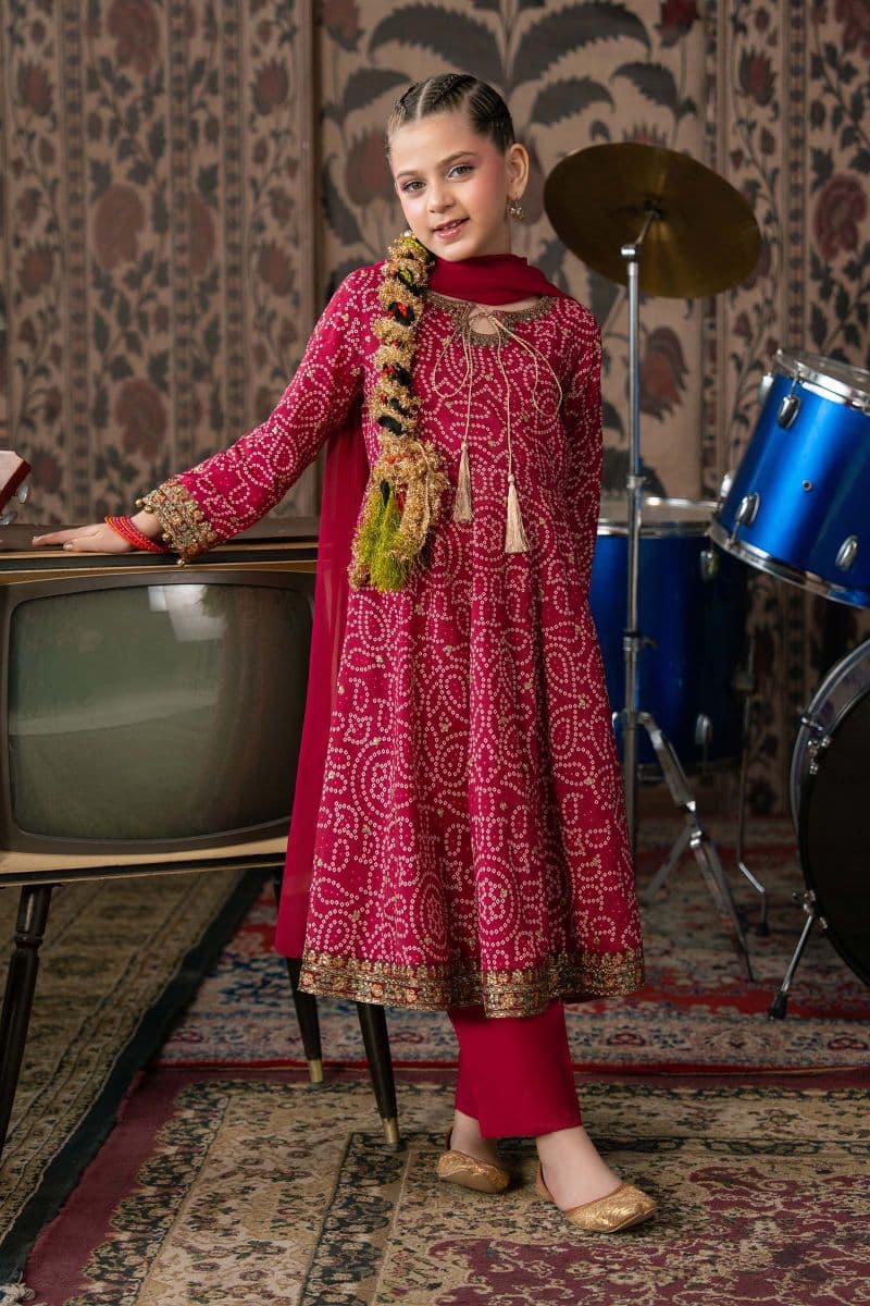 3 Piece Embroidered Raw Silk Suit