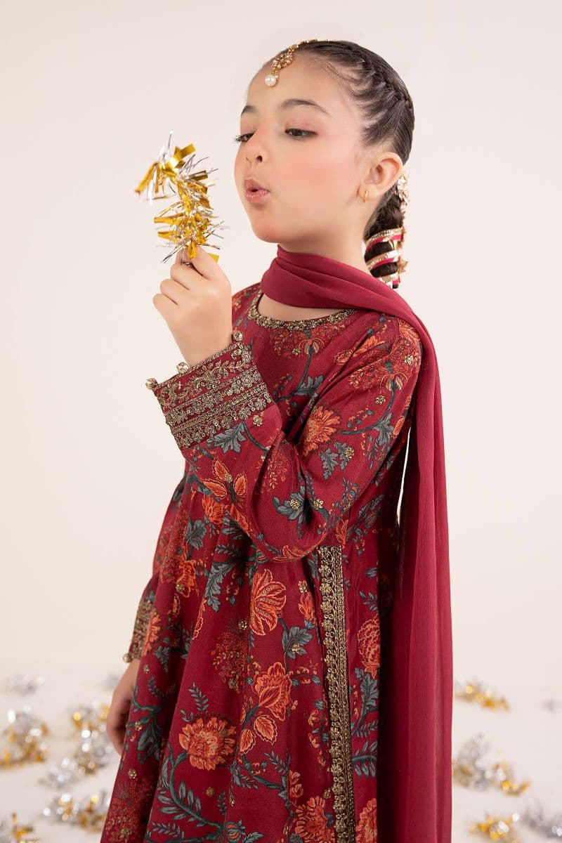 3 Piece Embroidered Raw Silk Suit thumbnail
