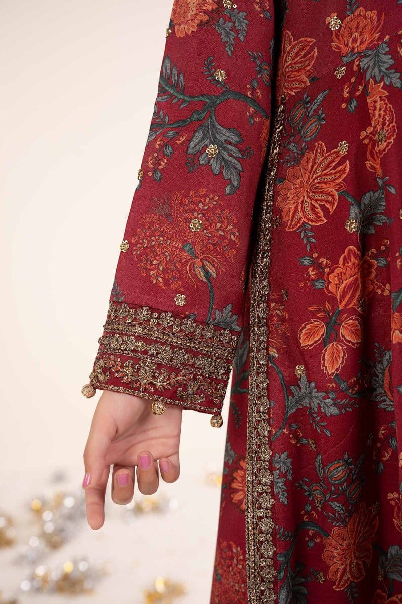 3 Piece Embroidered Raw Silk Suit thumbnail