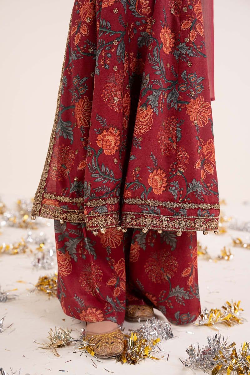 3 Piece Embroidered Raw Silk Suit thumbnail