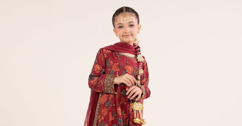 3 Piece Embroidered Raw Silk Suit thumbnail