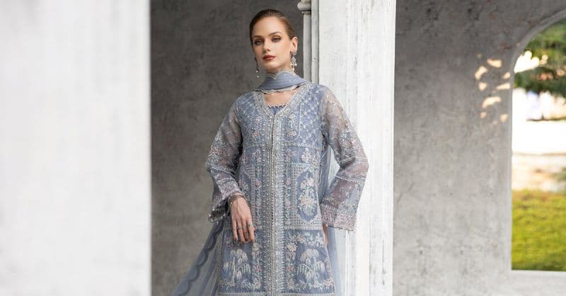 3 Piece Embroidered Organza Suit thumbnail
