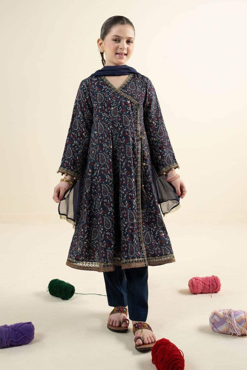 3 Piece Embroidered Raw Silk Suit thumbnail