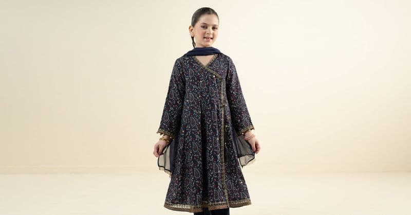 3 Piece Embroidered Raw Silk Suit thumbnail