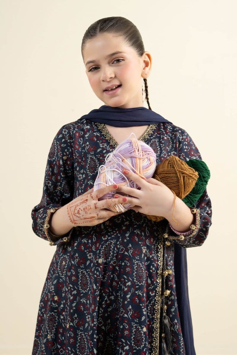 3 Piece Embroidered Raw Silk Suit thumbnail
