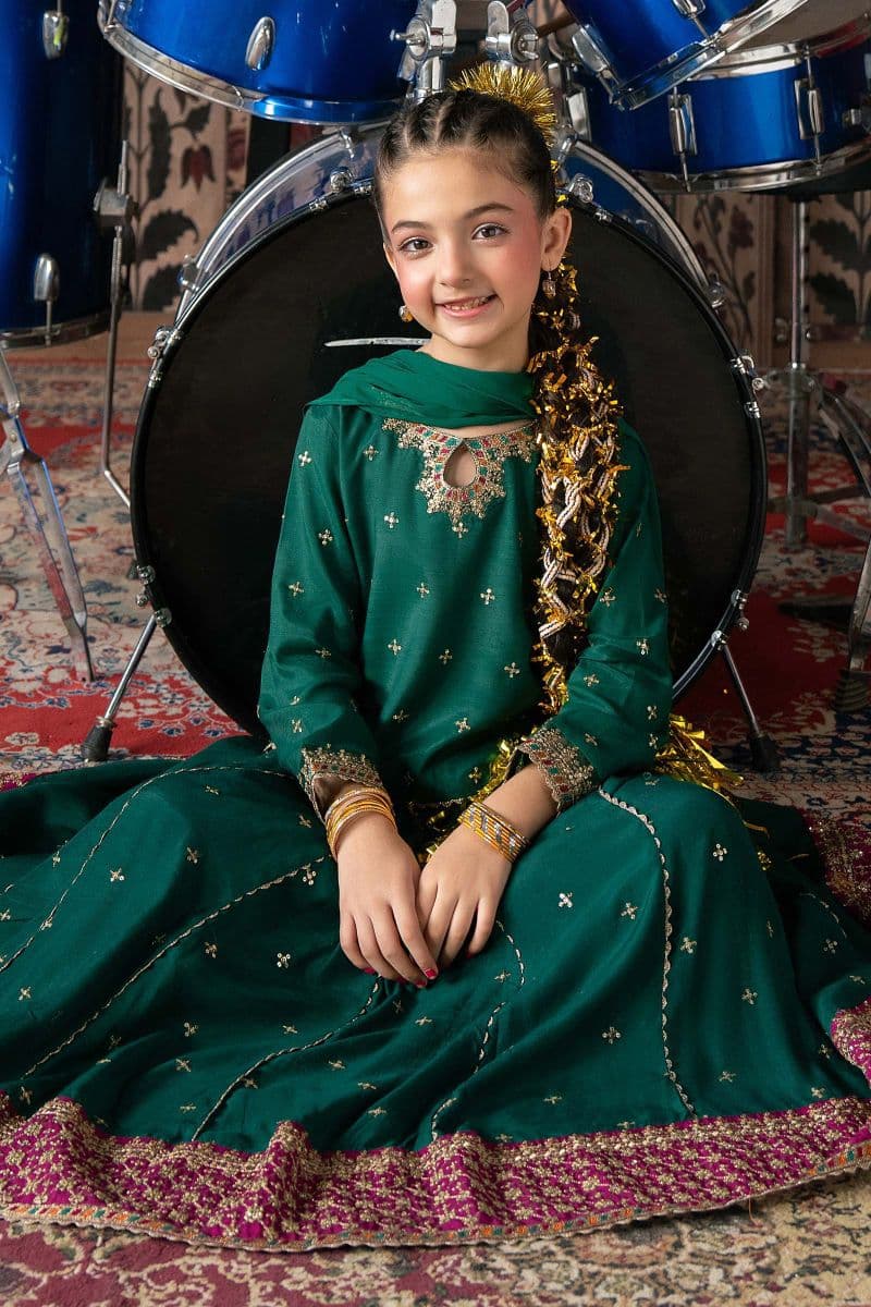 3 Piece Embroidered Raw Silk Suit thumbnail