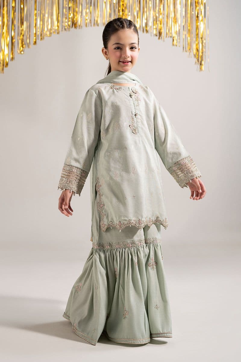 3 Piece Embroidered Staple Lurex Suit