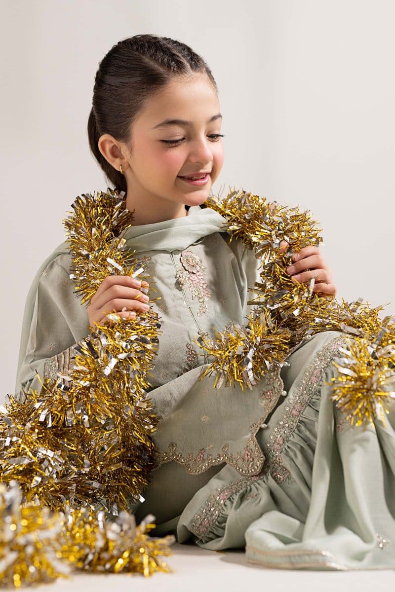 3 Piece Embroidered Staple Lurex Suit