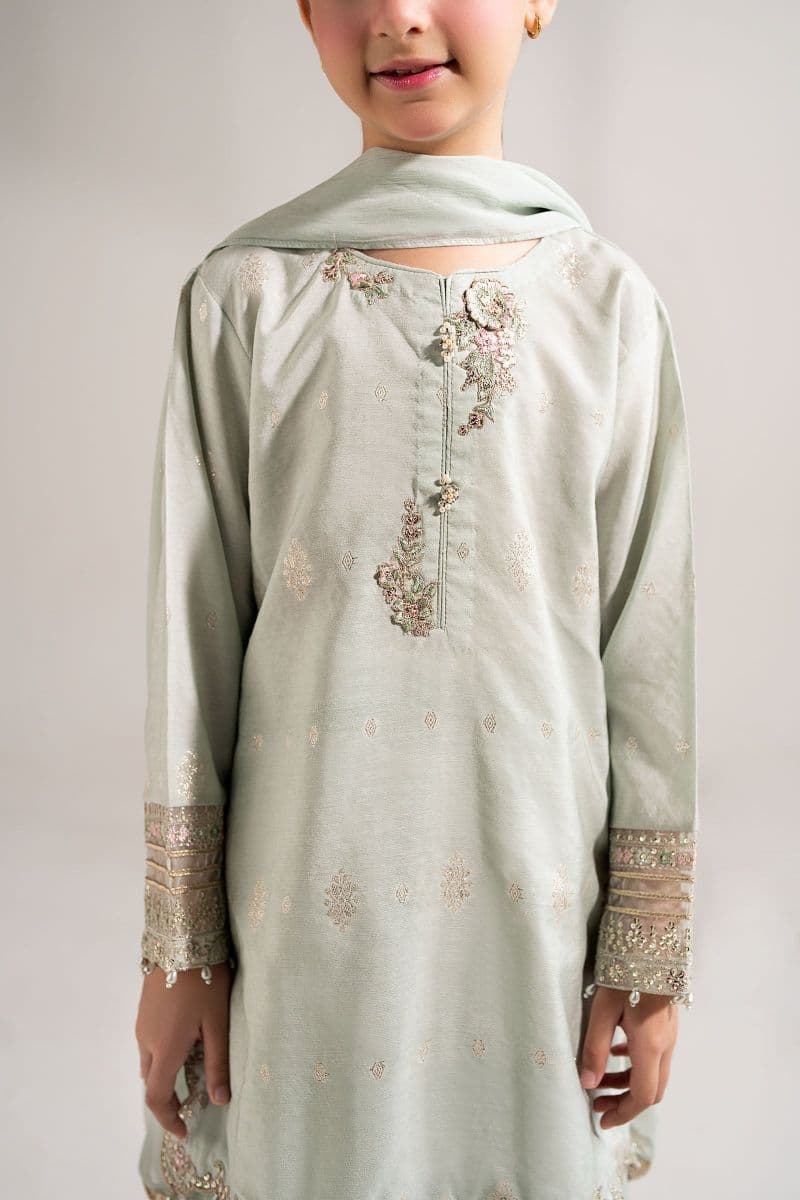 3 Piece Embroidered Staple Lurex Suit