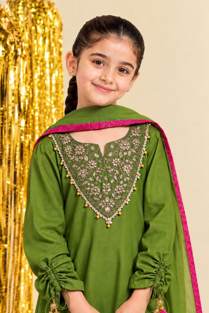 3 Piece Embroidered Satin Suit thumbnail