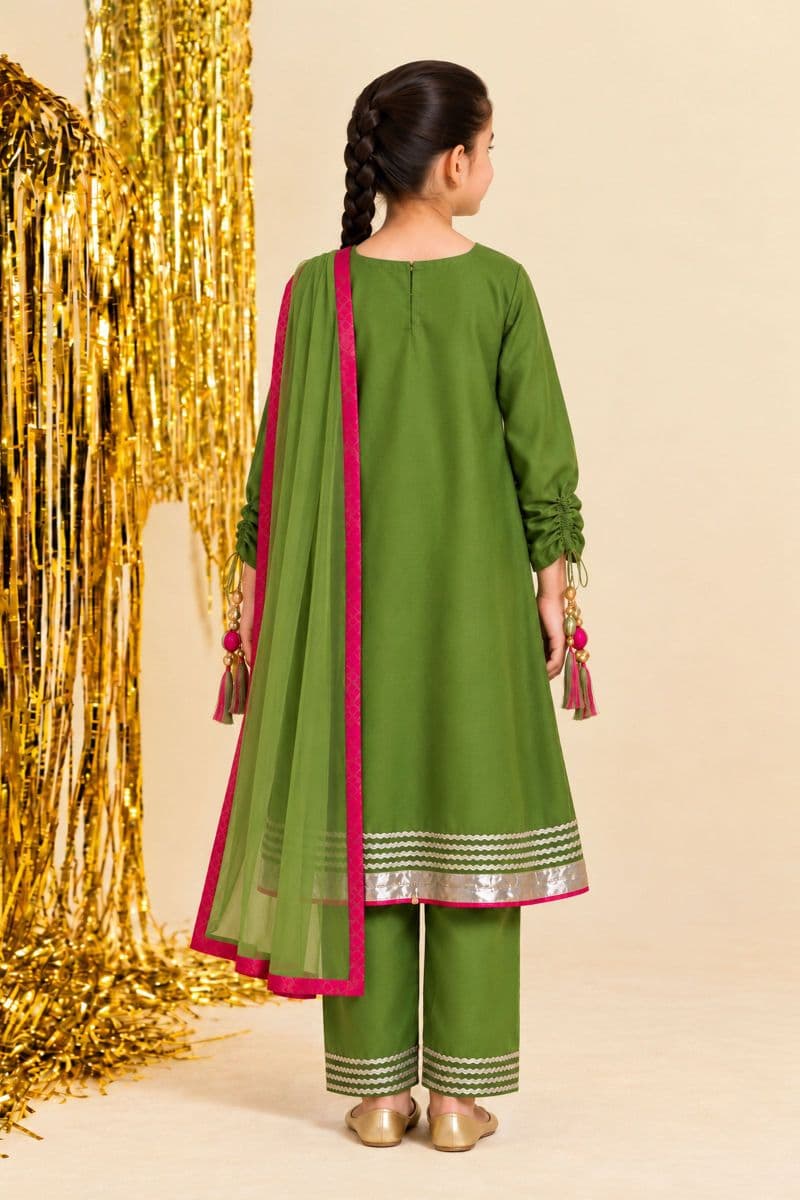 3 Piece Embroidered Satin Suit thumbnail