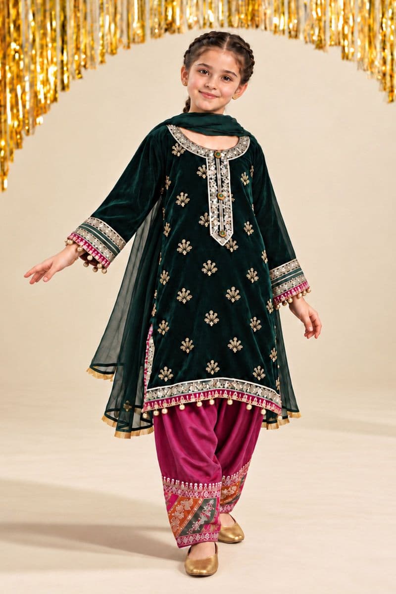 3 Piece Embroidered Velvet Suit thumbnail