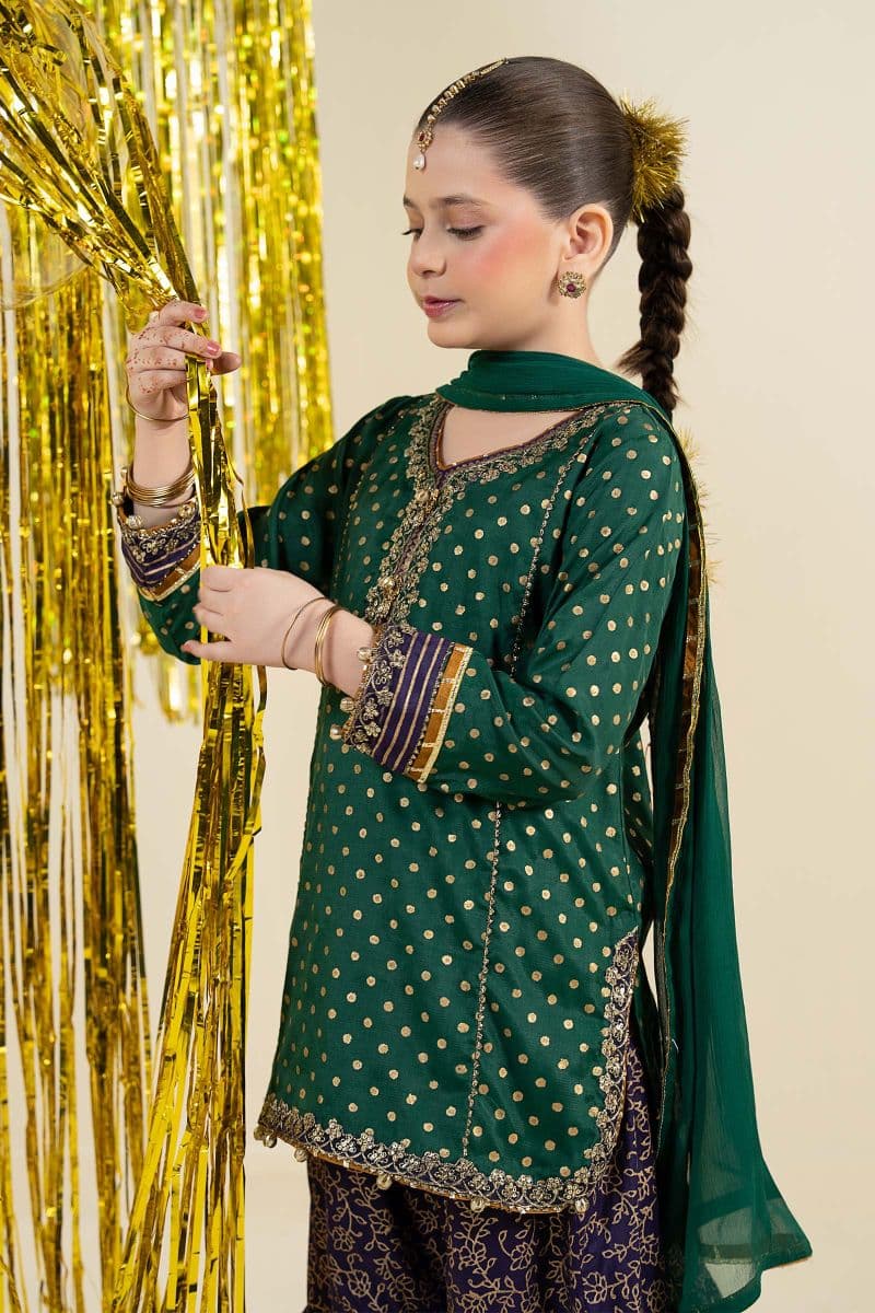 3 Piece Embroidered Raw Silk Suit thumbnail