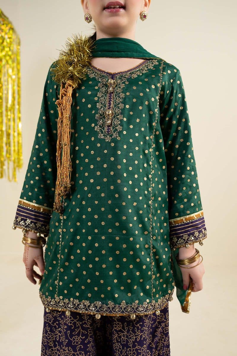 3 Piece Embroidered Raw Silk Suit thumbnail