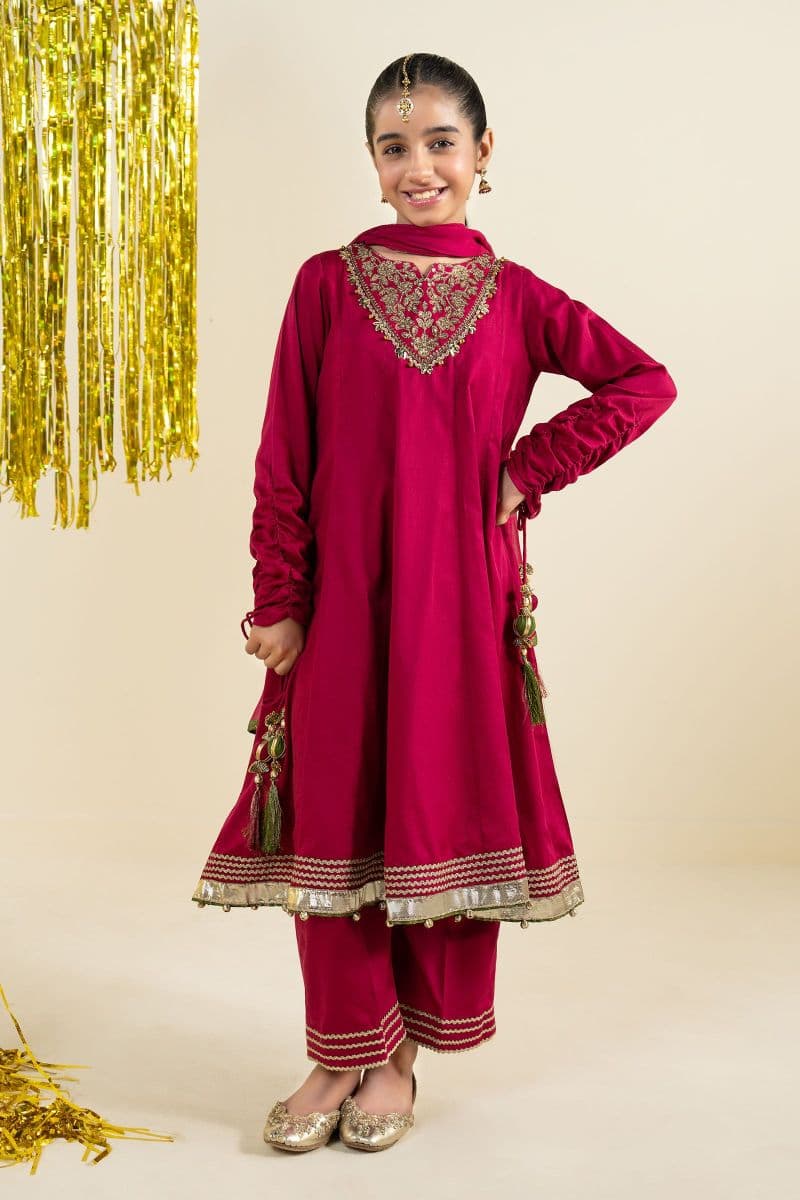 3 Piece Embroidered Satin Suit thumbnail