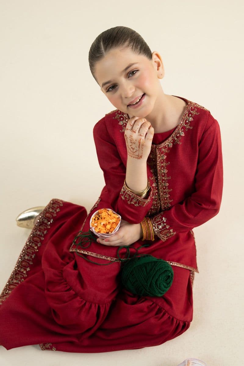3 Piece Embroidered Silk Suit
