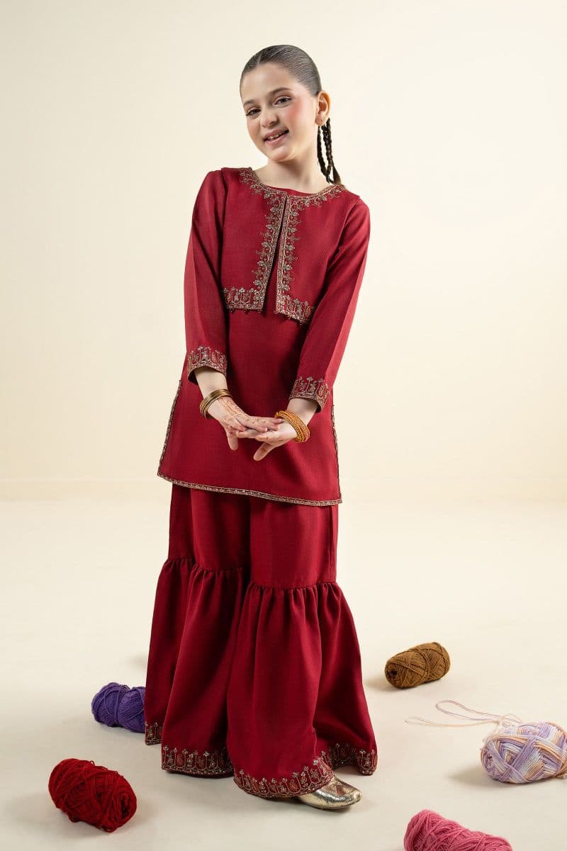 3 Piece Embroidered Silk Suit