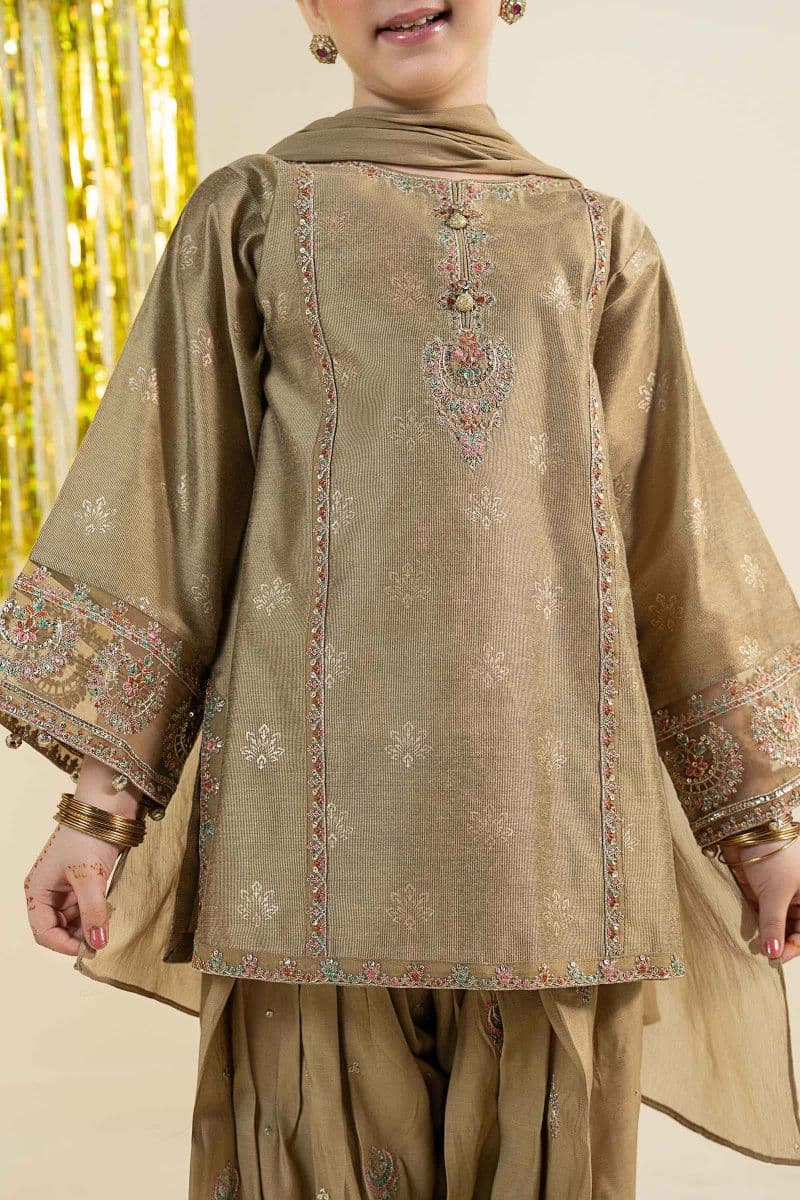 3 Piece Embroidered Black Warp Silk Suit thumbnail