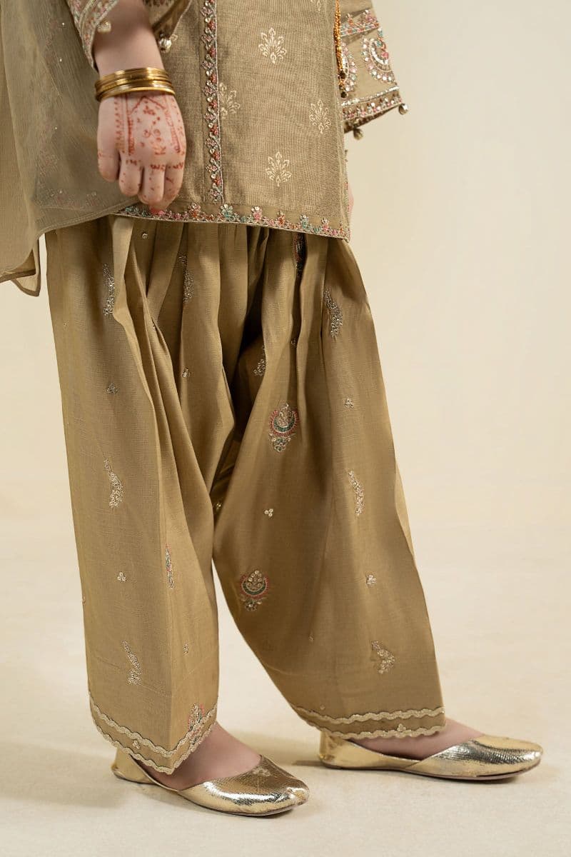 3 Piece Embroidered Black Warp Silk Suit thumbnail