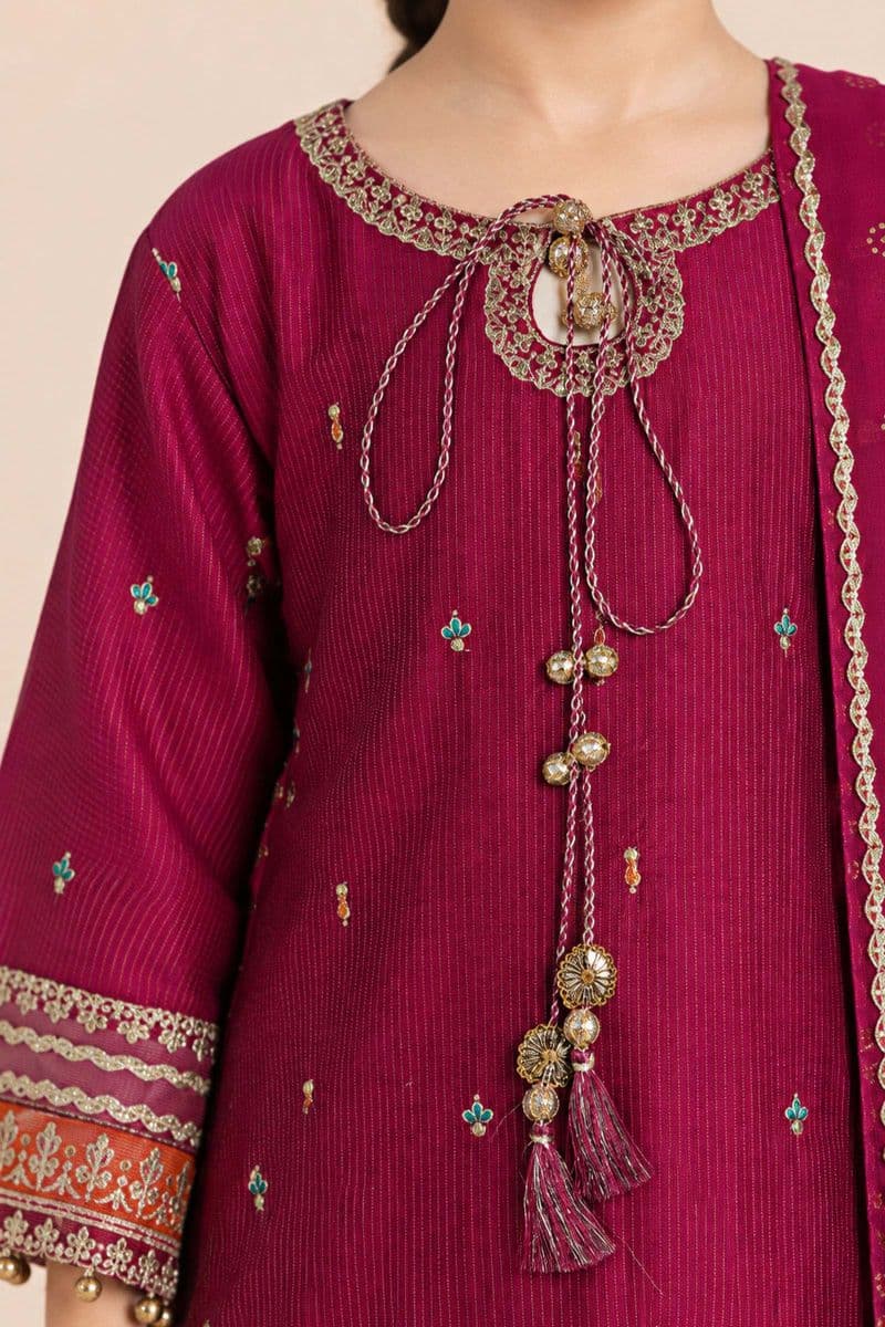 3 Piece Embroidered Yarn Dyed Stripe Suit thumbnail