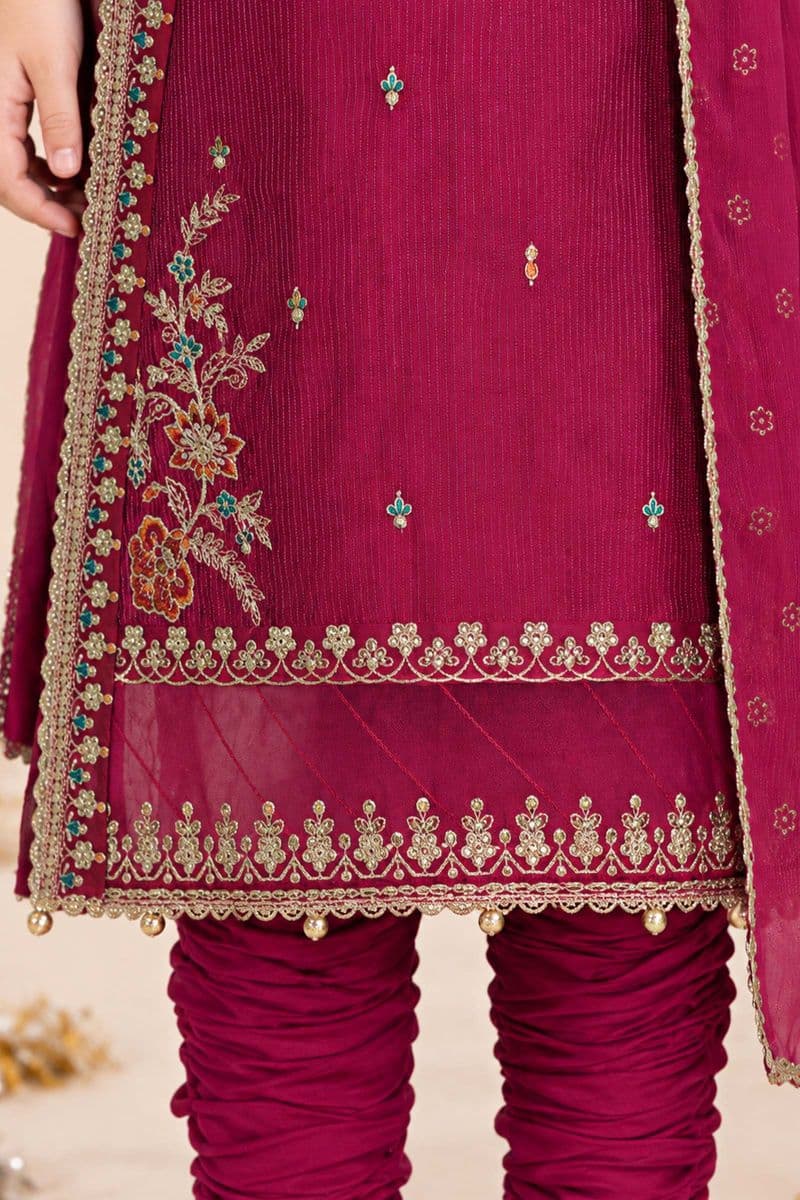 3 Piece Embroidered Yarn Dyed Stripe Suit thumbnail
