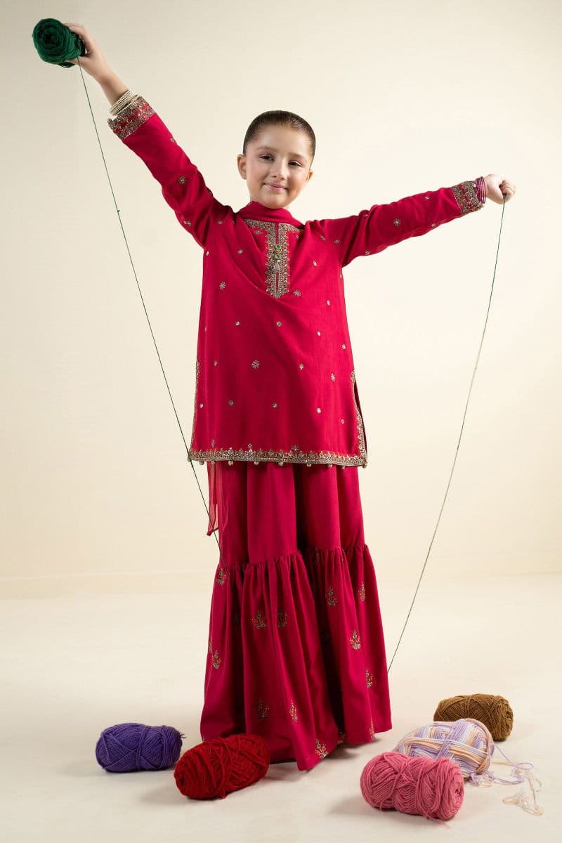 3 Piece Embroidered Linen Suit