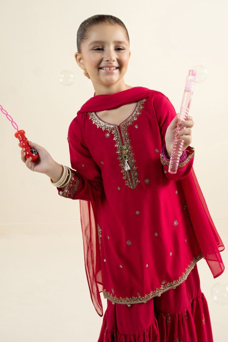 3 Piece Embroidered Linen Suit