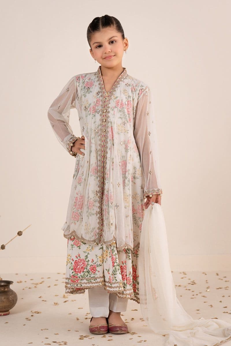 4 Piece Embroidered Net Suit