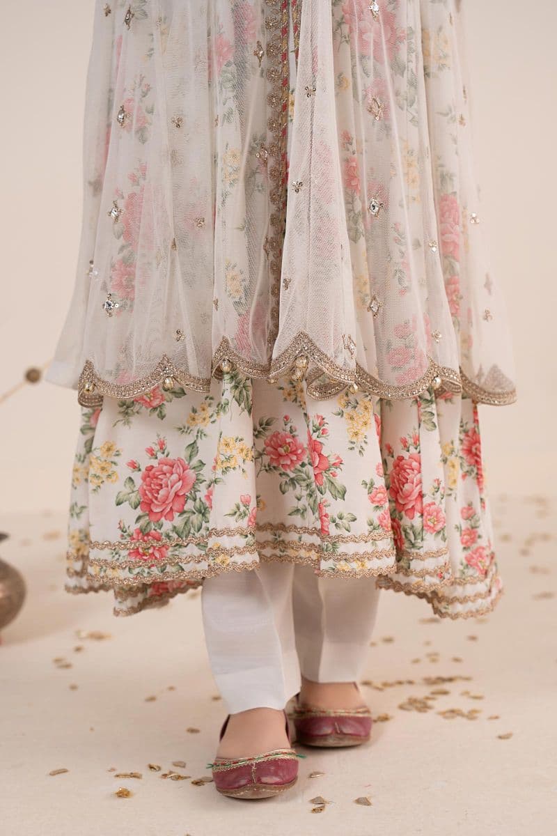 4 Piece Embroidered Net Suit