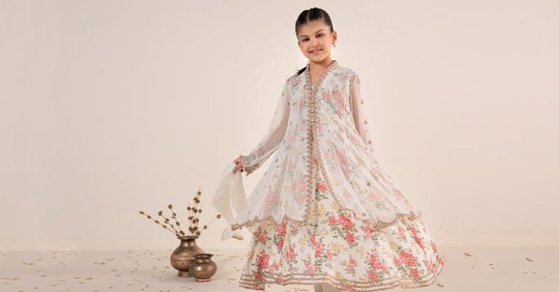 4 Piece Embroidered Net Suit