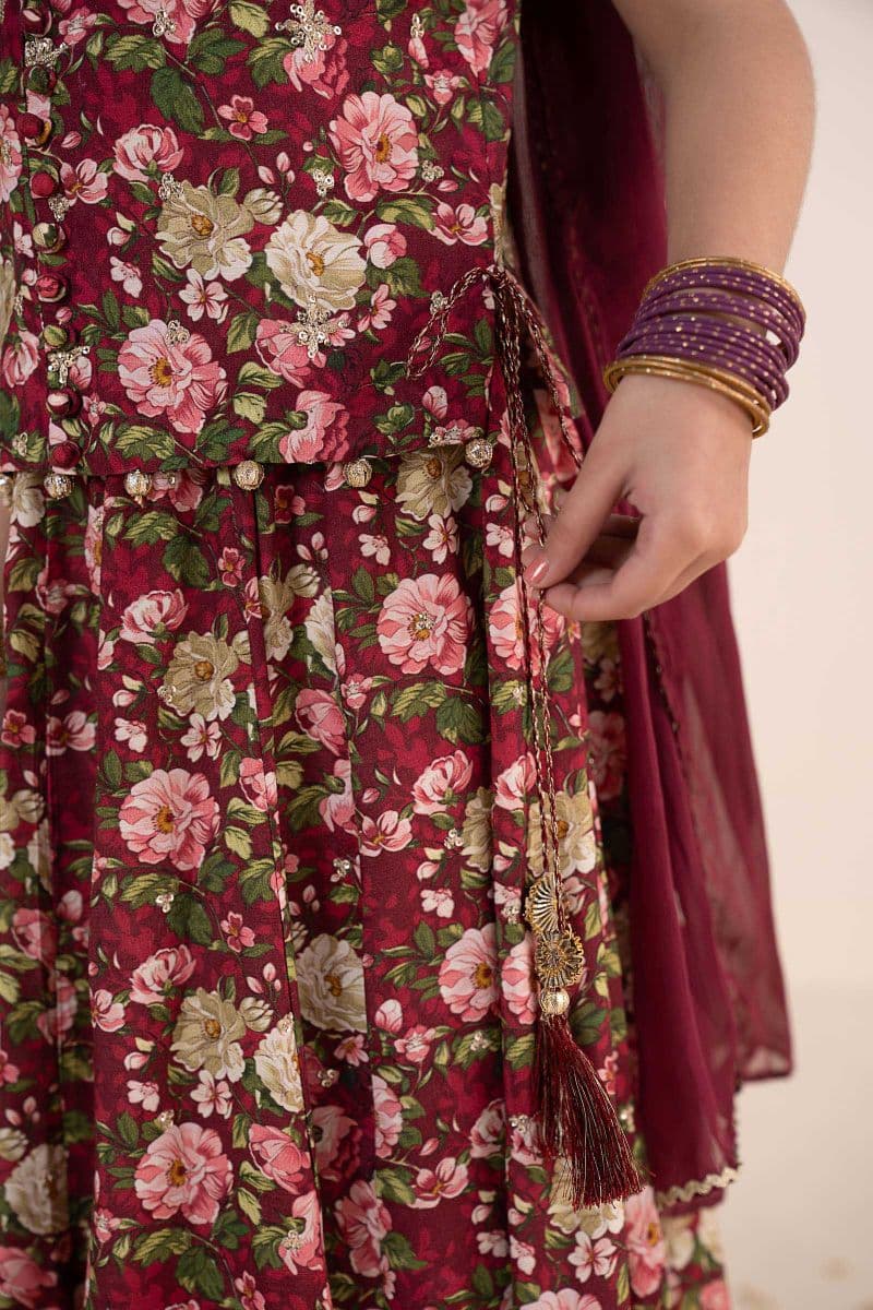 3 Piece Embroidered Raw Silk Suit thumbnail